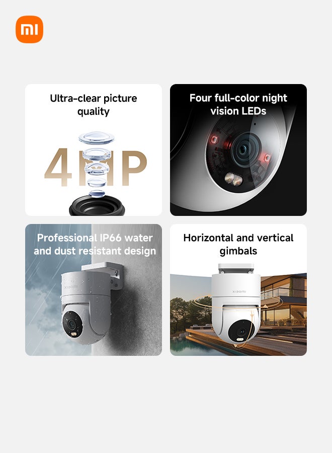 Xiaomi Outdoor Camera CW300 UK| 2.5K Ultra-Xlear Picture Quality 4MP | IP66 Water And Dust Resistant | AI Human Tracking | Two-Way Intercom | White - Image 2