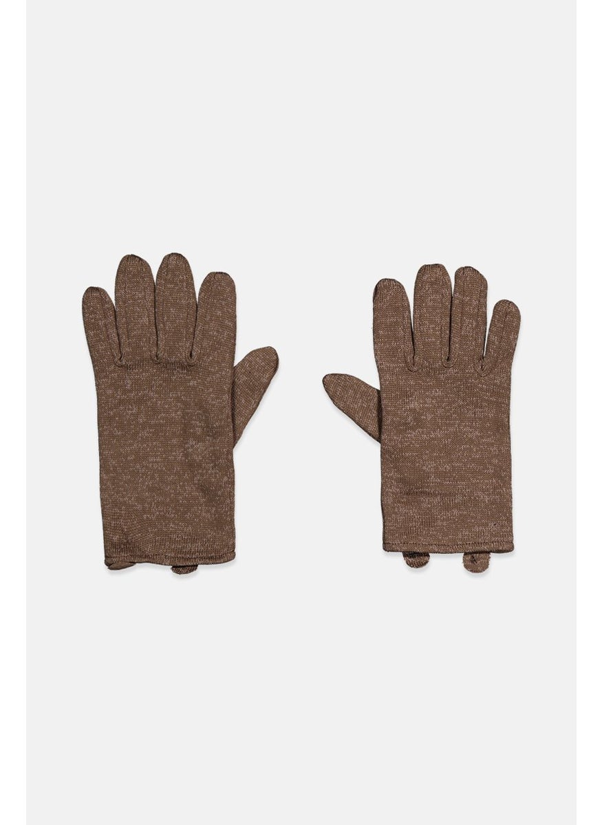 Tchibo Men Knitted Fleece Gloves, Brown  - Image 1