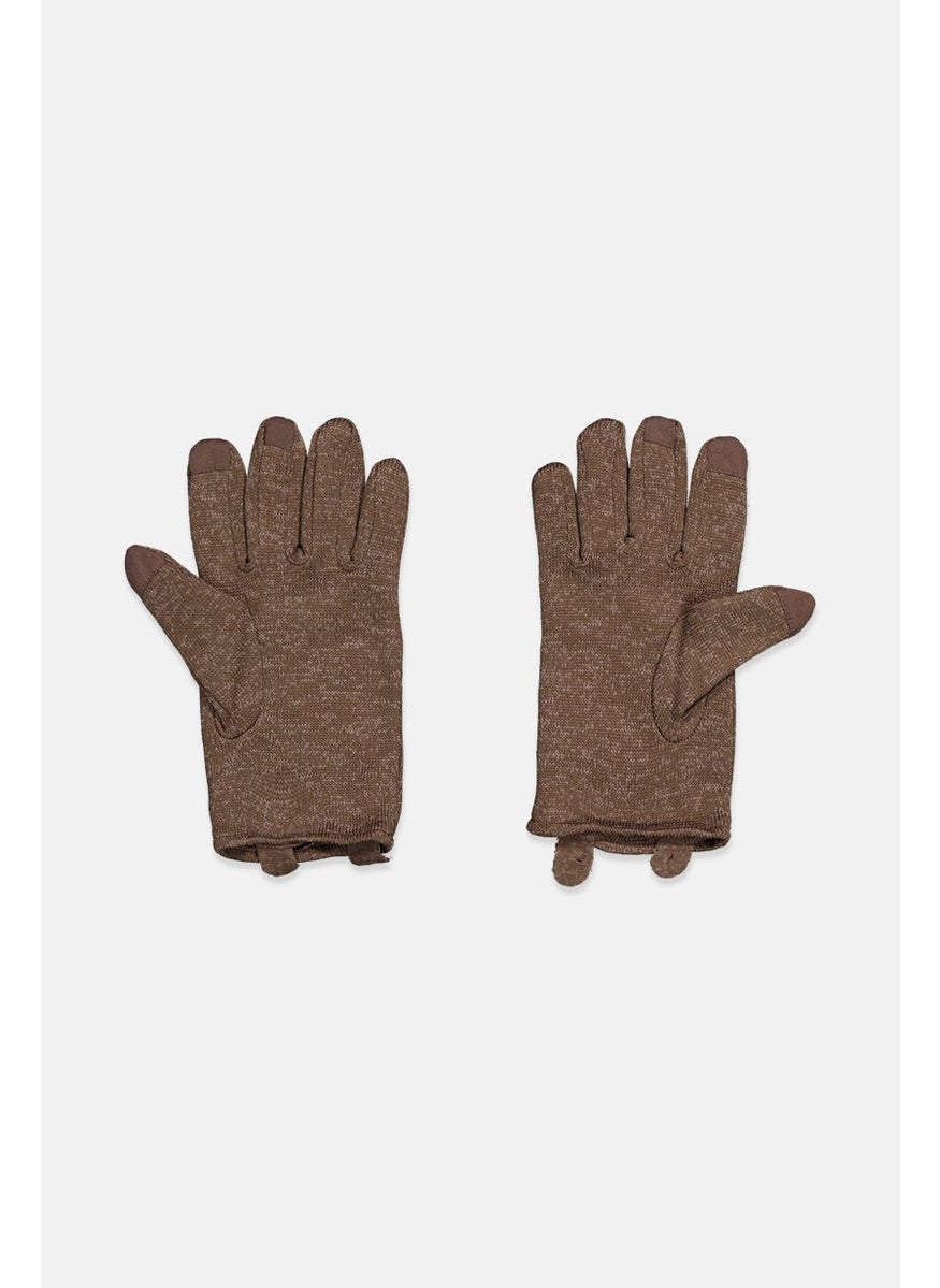 Tchibo Men Knitted Fleece Gloves, Brown  - Image 2