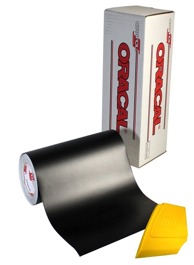ORACAL 651 12" x 30ft Matte Vinyl Choose Color Solvent-Based Adhesive-Backed Calendared Wrap Decals w/VViViD Yellow Multi-Purpose Squeegee (Matte Black) - Image 1