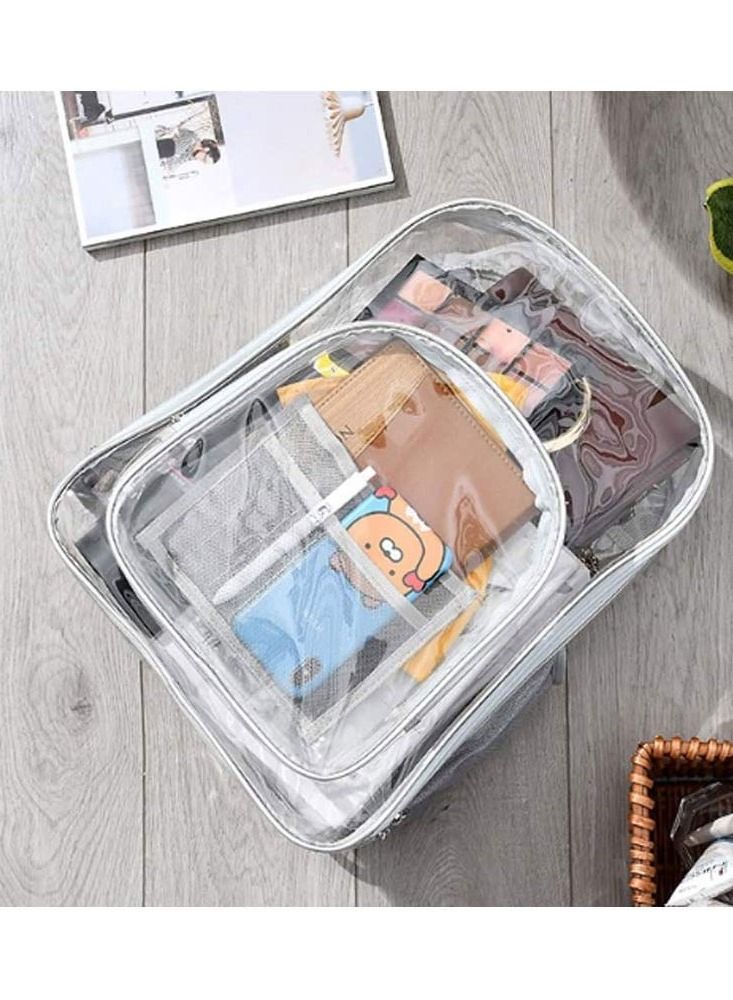 MARGOUN Clear Backpack PVC Waterproof Heavy Duty See Through Backpack for School, College, Sports, Work and Travel Clear/Grey 35*30*10 centimeter - Image 5