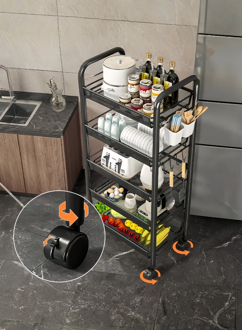 5-Tier Iron Storage Rack with Wheels – Heavy Duty Rolling Organizer Shelf for Kitchen, Pantry & Living Room - Image 5