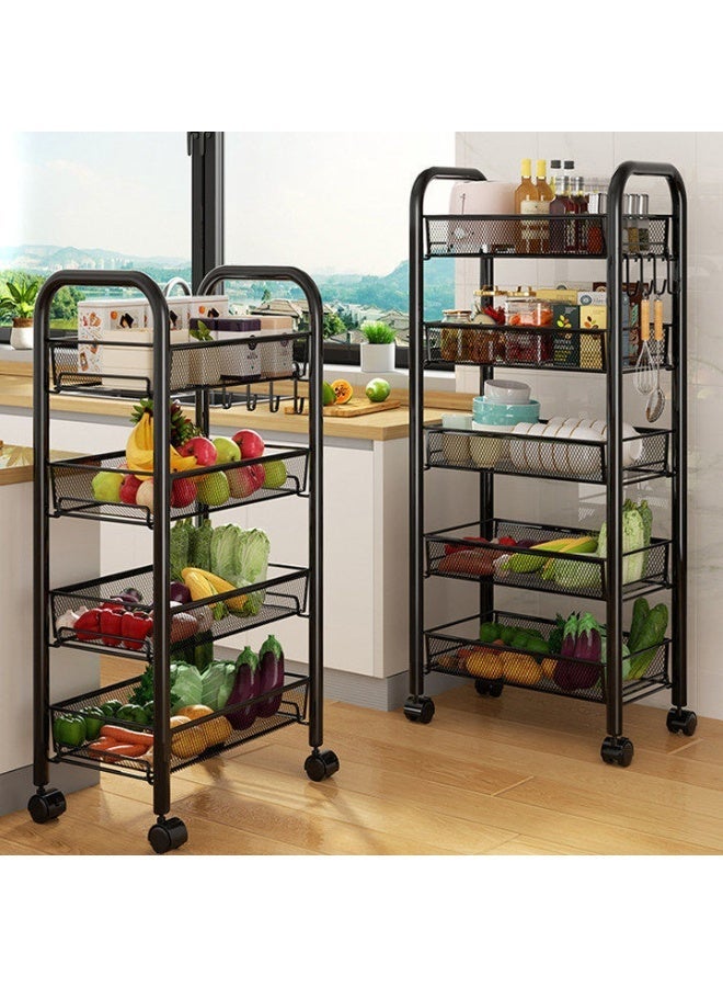 5-Tier Iron Storage Rack with Wheels – Heavy Duty Rolling Organizer Shelf for Kitchen, Pantry & Living Room - Image 2