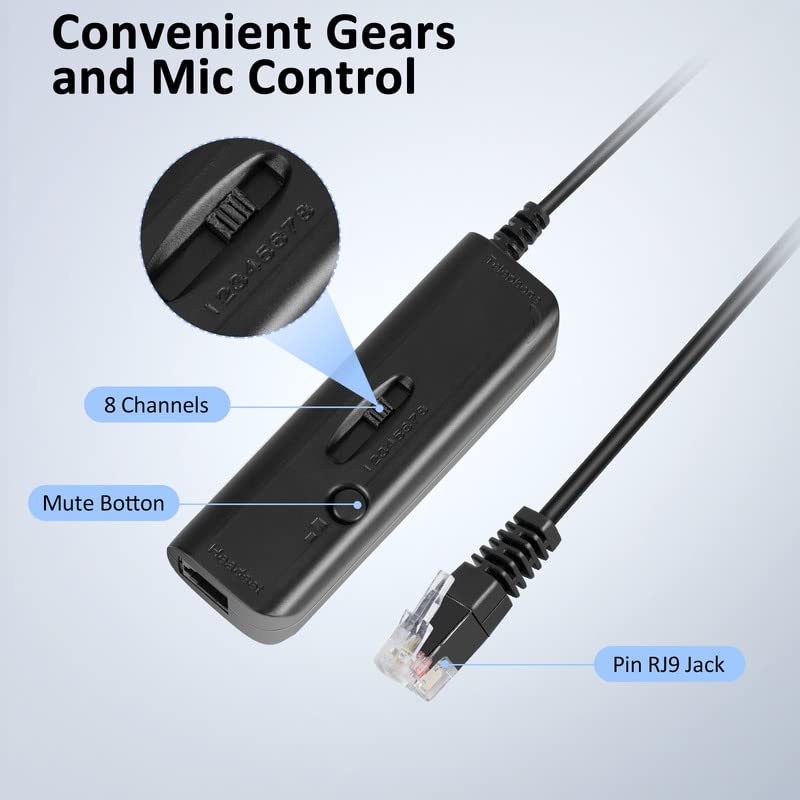 AGPTEK Hands-Free Call Center Noise Cancelling Corded Binaural Headset Headphone with 4-Pin RJ9 Crystal Head and Mic Microphone for Desk Phone - Telephone Counselling Services, Insurance, Hospitals - Image 2