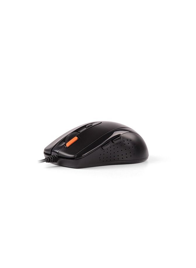 A4TECH A4TECH WIRED MOUSE N-70, DUST RESISTANT WHEEL AND SIDE BUTTONS, 1200/1600 DPI ADJUSTABLE, BLACK  - Image 5