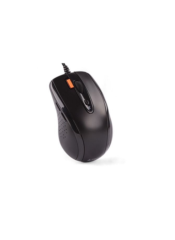 A4TECH A4TECH WIRED MOUSE N-70, DUST RESISTANT WHEEL AND SIDE BUTTONS, 1200/1600 DPI ADJUSTABLE, BLACK  - Image 3