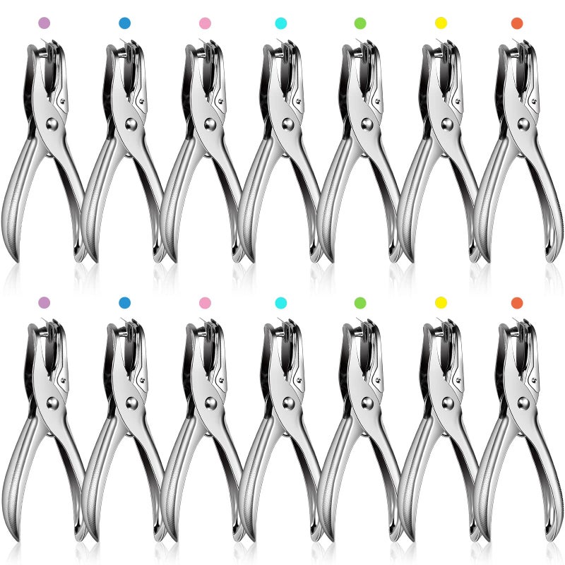Lanties 24 Pack 1 Hole Punch 14 Inch Single Hole Puncher Metal 5 Sheet Capacity Single Punch Set Back to School Silver Paper Punches for Greeting Cards Scrapbook Notebook Puncher Paper Hand Tool