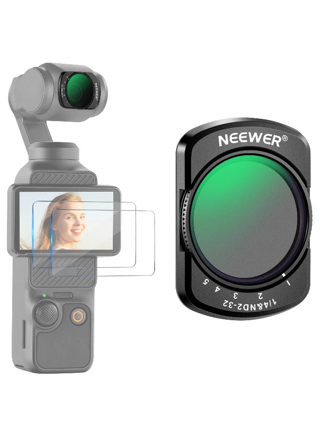 NEEWER 2-in-1 VND2-32 & 1/4 Black Diffusion Filter for DJI Osmo Pocket 3, Magnetic Camera Lens Filter with Hard Stops, Cinematic Soft Glow Effect, Ultra-Slim Lightweight Frame with 2 Tempered Films - Image 1