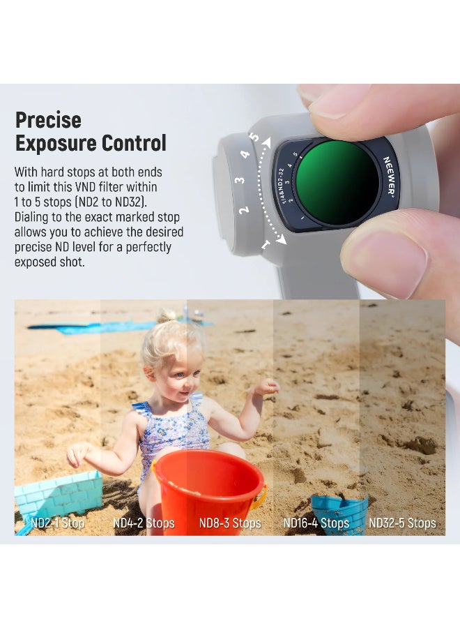 NEEWER 2-in-1 VND2-32 & 1/4 Black Diffusion Filter for DJI Osmo Pocket 3, Magnetic Camera Lens Filter with Hard Stops, Cinematic Soft Glow Effect, Ultra-Slim Lightweight Frame with 2 Tempered Films - Image 4