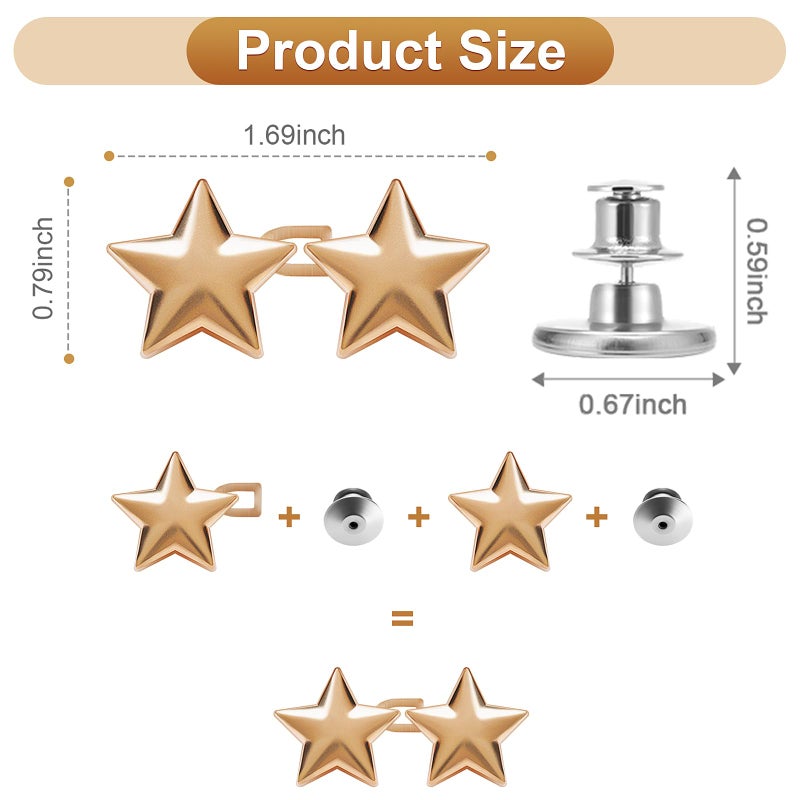 KUNTAERY 12 Set No-Sew Waist Tightener Buttons for Jeans & Pants, Adjustable Metal Clips to Make Loose Pants Fit Snug, Reusable Jeans Button Pins - Image 2