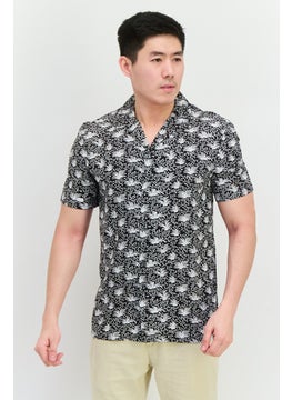French Connection Men Regular Fit Allover Print Short Sleeves Casual Shirt, Black  - Image 1