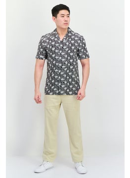 French Connection Men Regular Fit Allover Print Short Sleeves Casual Shirt, Black  - Image 3