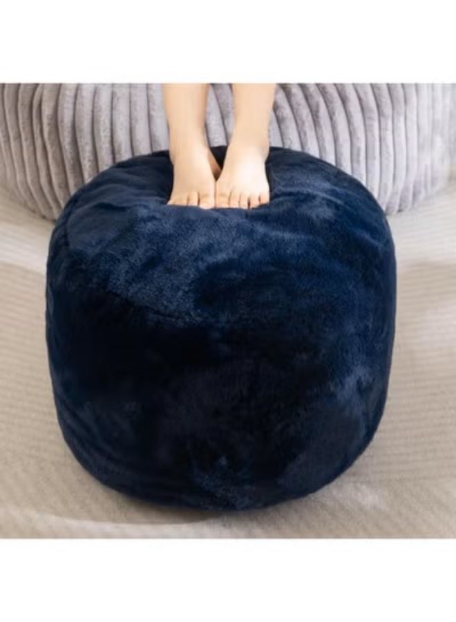 Round Ottoman Cushion Filled with Foam, Decorative Pillows, 20 x 15 inches, for Living Room, Dark Blue - Image 1
