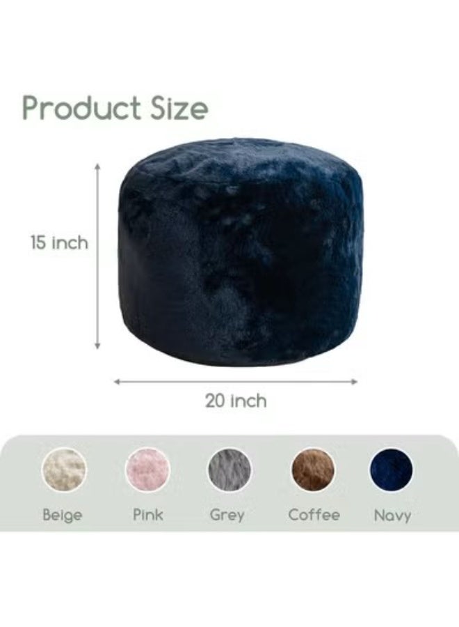 Round Ottoman Cushion Filled with Foam, Decorative Pillows, 20 x 15 inches, for Living Room, Dark Blue - Image 2