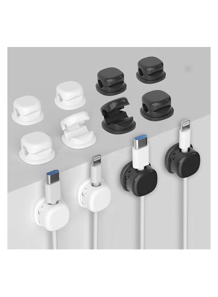 erorex Cable Clips - Multifunctional Cable Management Clips, Cable Organiser for Desk, Car and Home, Office Supplies, Desk Accessories and Storage (Pack of 12-6 Black & 6 White) - Image 1