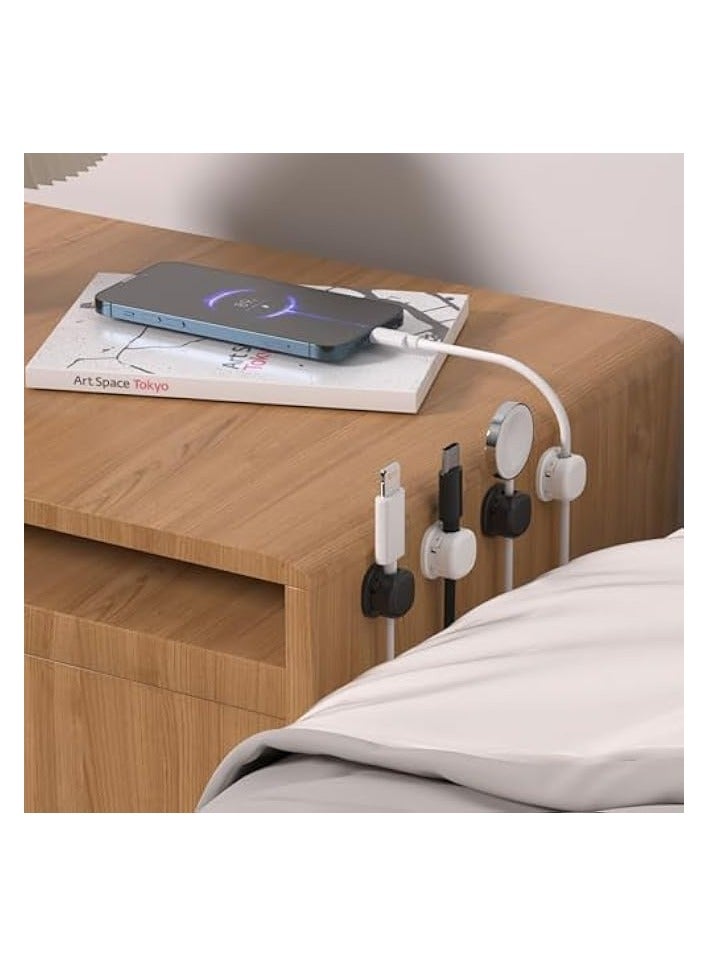 erorex Cable Clips - Multifunctional Cable Management Clips, Cable Organiser for Desk, Car and Home, Office Supplies, Desk Accessories and Storage (Pack of 12-6 Black & 6 White) - Image 3