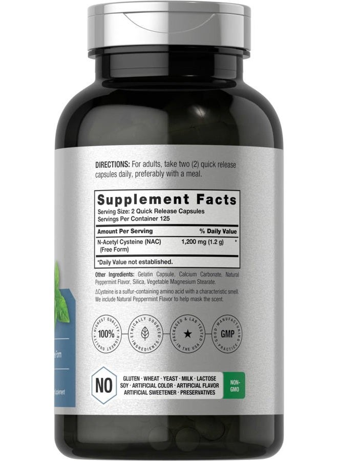 Horbäach NAC N-Acetyl Cysteine Supplement 1200mg | 250 Capsules | with Natural Peppermint | Non-GMO, Gluten Free - Image 2