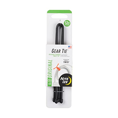 Nite Ize - GT12-2PK-01 Original Gear Tie, Reusable Rubber Twist Tie, 12-Inch, Black, 2 Pack, Made in the USA - Image 1