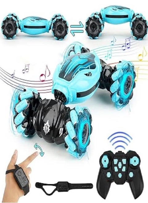 Self-Flip Stunt Car, 27cm Remote Control Stunt Car with Manual Control (Blue).