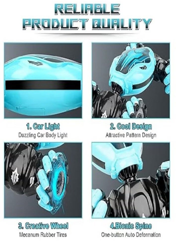 Self-Flip Stunt Car, 27cm Remote Control Stunt Car with Manual Control (Blue).