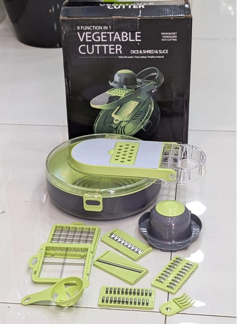 Vegetable Chopper Slicer 9 in 1 Veggie Dicer Cutter for Onion Tomato Potato Food Chopper with Draining Storage Container and Hand Guard  Slicing Dicing Shredding with Stainless Steel Blades
