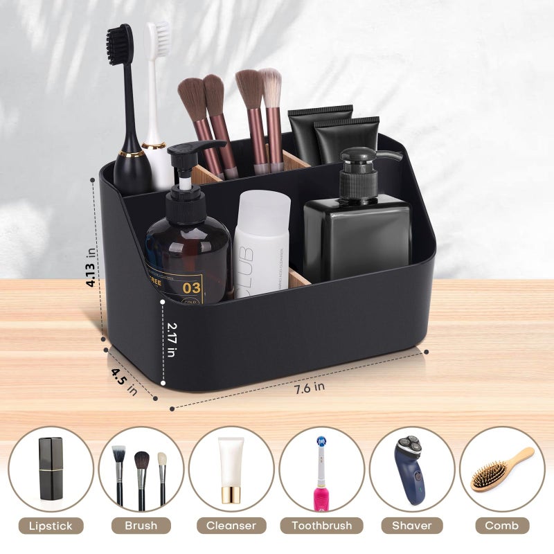 Ayswupt Electric Toothbrush Holders for Bathrooms,Black Tooth Brushing Holder,Toothpaste Organizer with Dividers,Bathroom Countertop Accessories Storage,Toothbrush Stand for Vanity Office Sink - Image 3
