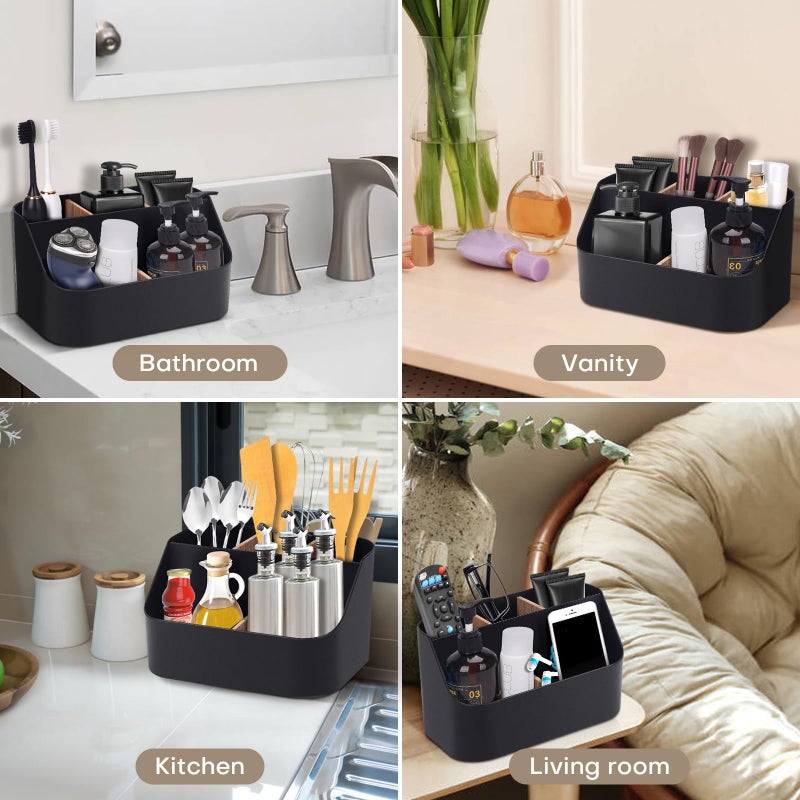 Ayswupt Electric Toothbrush Holders for Bathrooms,Black Tooth Brushing Holder,Toothpaste Organizer with Dividers,Bathroom Countertop Accessories Storage,Toothbrush Stand for Vanity Office Sink - Image 5