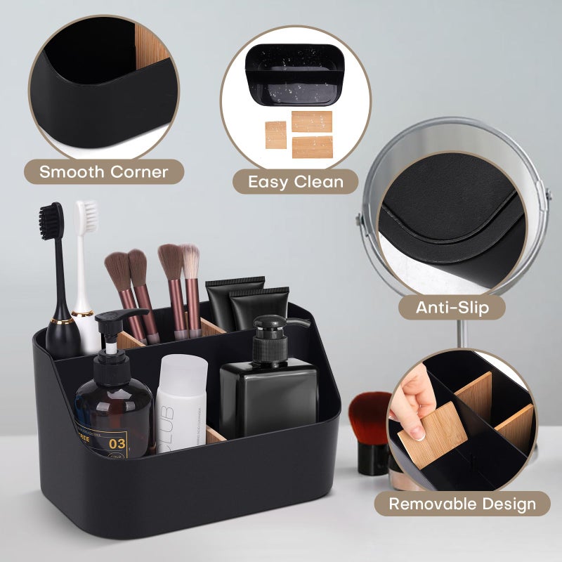 Ayswupt Electric Toothbrush Holders for Bathrooms,Black Tooth Brushing Holder,Toothpaste Organizer with Dividers,Bathroom Countertop Accessories Storage,Toothbrush Stand for Vanity Office Sink - Image 2