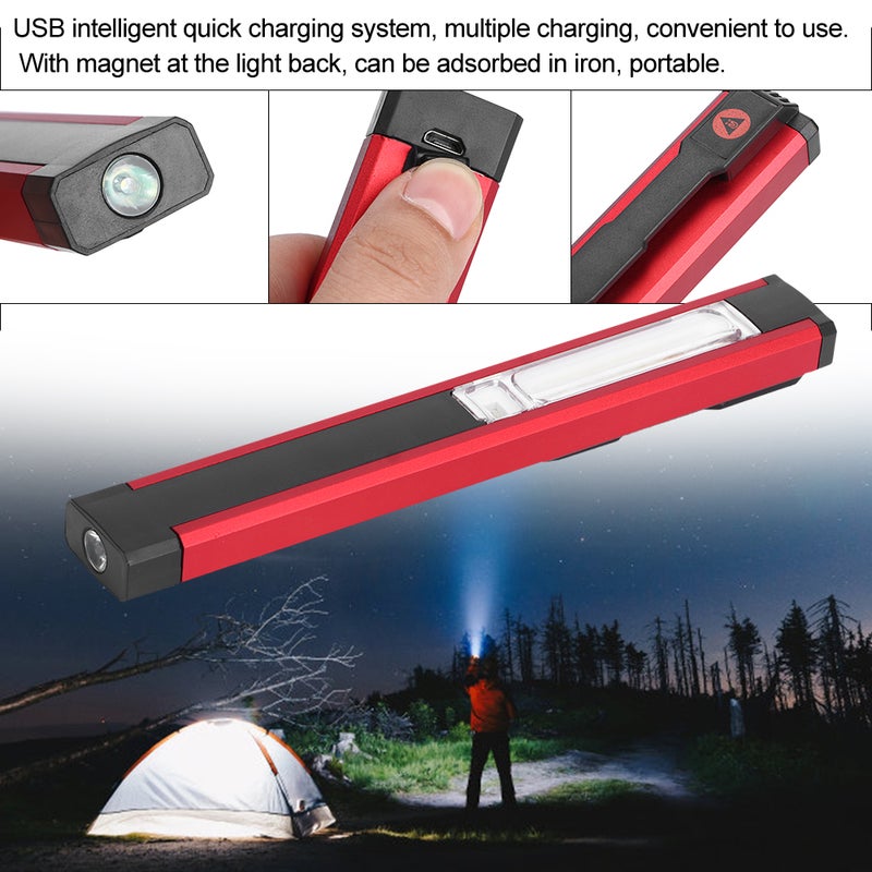 مصباح يدوي قابل للتحميل عبر USB LED COB مغناطيسي خارجي مصباح عمل طارئ ضوء أبيض و أحمر (ضوء أبيض و ضوء أحمر) - Image 1