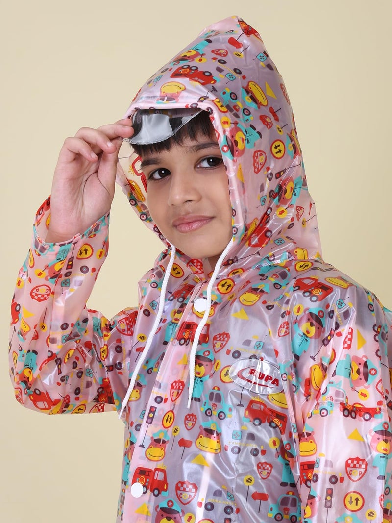 Rupa Kid's Rainwear For Kids, Waterproof Pvc Rain Standard Length Jacket With Carry Bag, Teddy Printed Design, Pack Of 1, Pink - Image 4