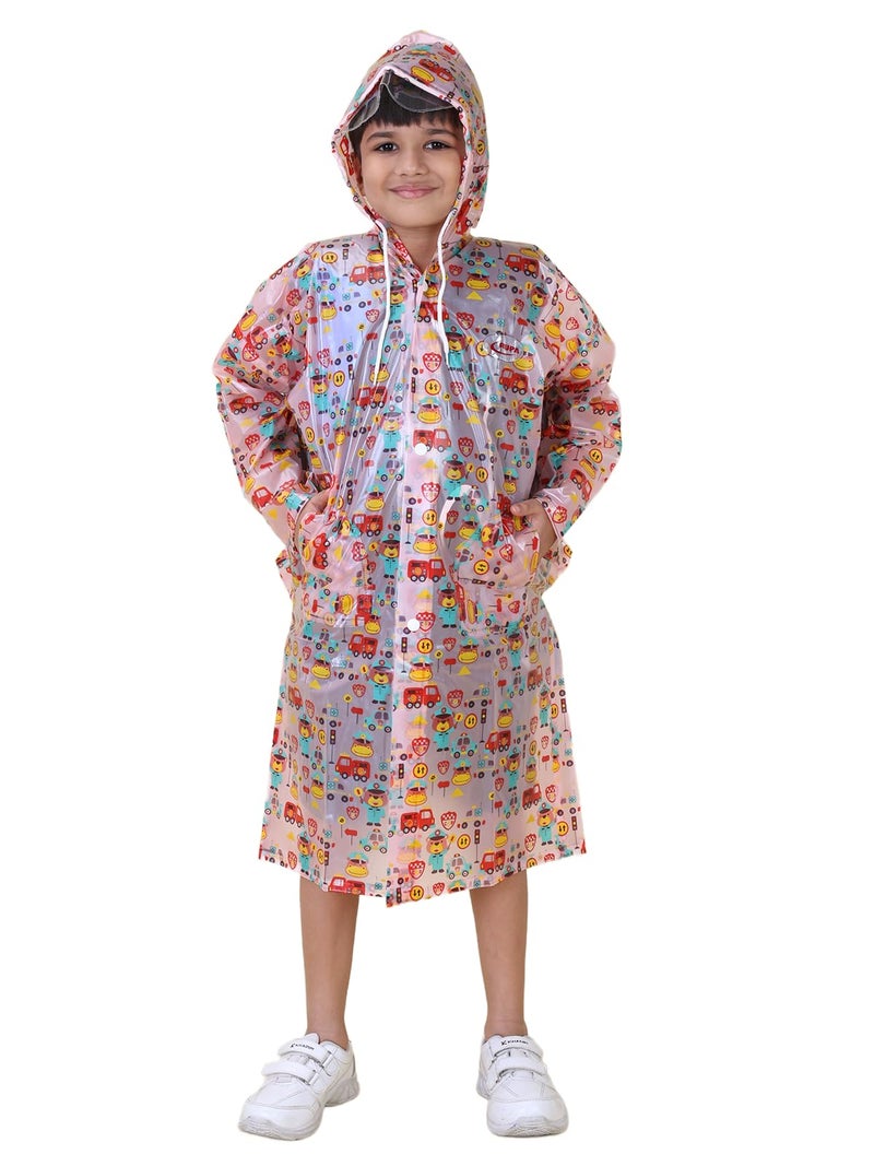 Rupa Kid's Rainwear For Kids, Waterproof Pvc Rain Standard Length Jacket With Carry Bag, Teddy Printed Design, Pack Of 1, Pink - Image 1