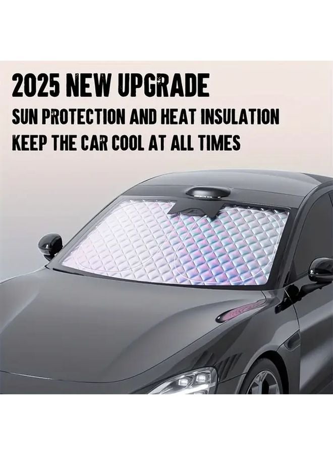 3 Layer Car Windshield Sun Shade Silvery Black UV Protection No Light Leakage For Most Vehicles - Image 5