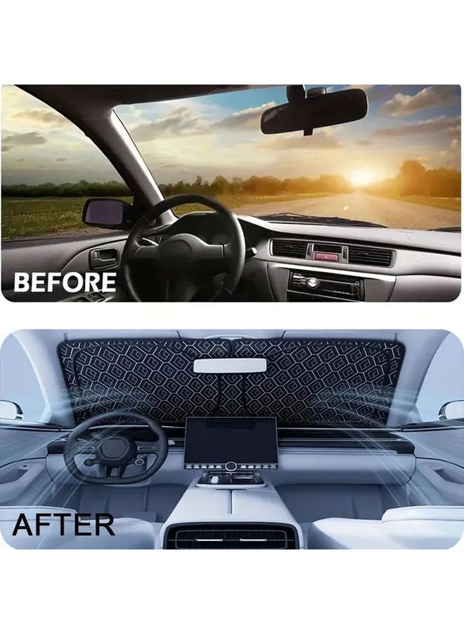 3 Layer Car Windshield Sun Shade Silvery Black UV Protection No Light Leakage For Most Vehicles - Image 3