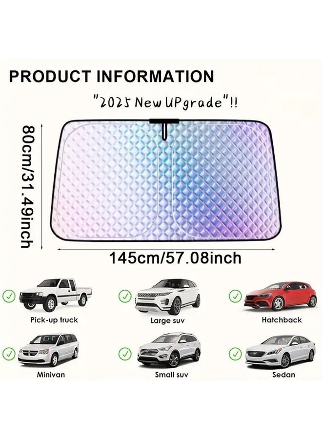 3 Layer Car Windshield Sun Shade Silvery Black UV Protection No Light Leakage For Most Vehicles - Image 2