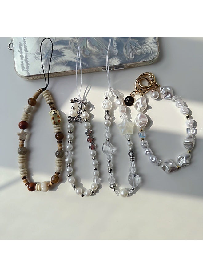 NIBEMINENT Beaded Phone Lanyard, Anti Lost Removable Wrist Strap, Exotic Pearl Bracelet Pendant, Phone Keychain Lanyard - Image 2