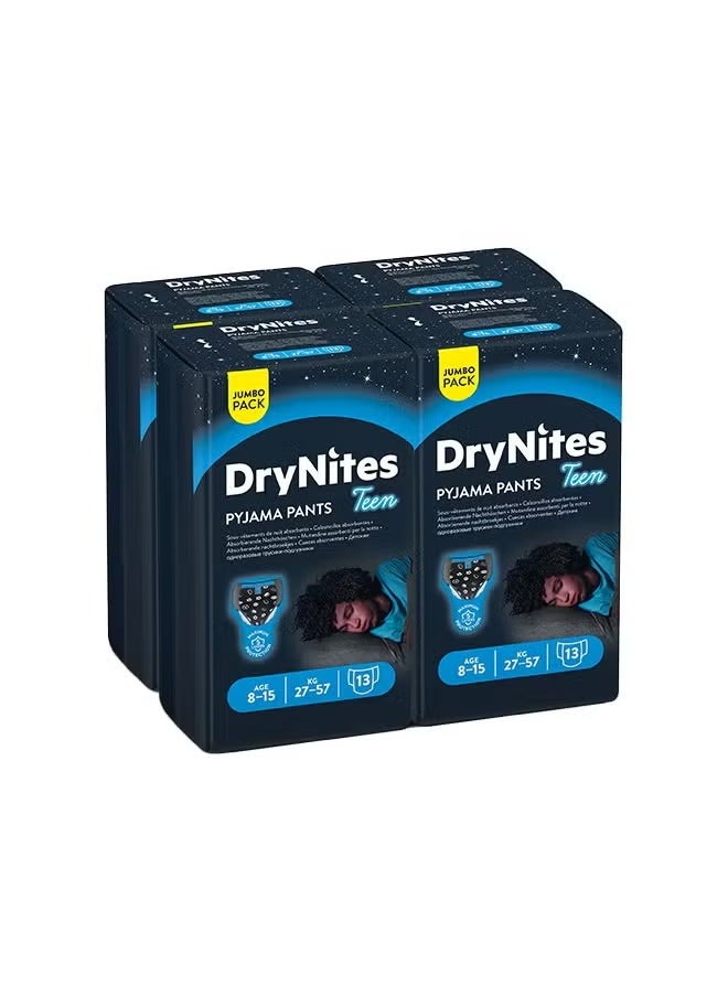 Huggies DryNites Pyjama Pants, 8-15 years, Bed Wetting Diaper, Boys, 27-57 kg, Jumbo Pack 13 Pants, Pack Of 4  - Image 1