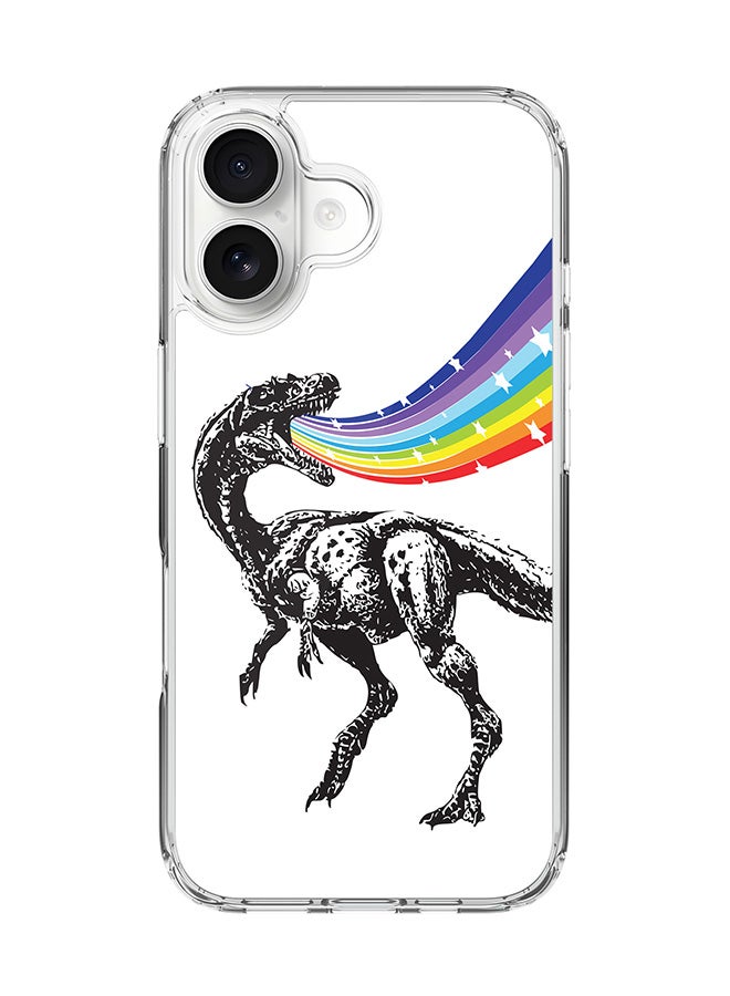 Stylizedd Classic Clear MagSafe Case for iPhone 17 , Hybrid Soft Case Flexible Edges Anti Drop TPU PC Gel Thin Transparent Cover [ Designed for iPhone 17 ] - Rainbow Dino