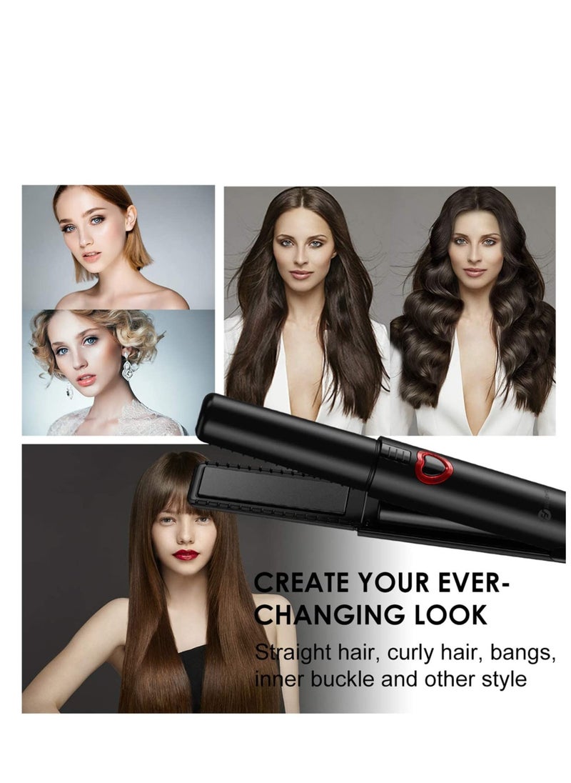 SYOSI - Cordless Hair Straightener and Curler, Mini Cordless Ceramic Coated Flat Iron 2 in 1, Portable with USB-C Rechargeable 4800mAh Battery, Anti-Scald and 3 Adjustable Temp, Dual Voltage, 1 Pcs - Image 1