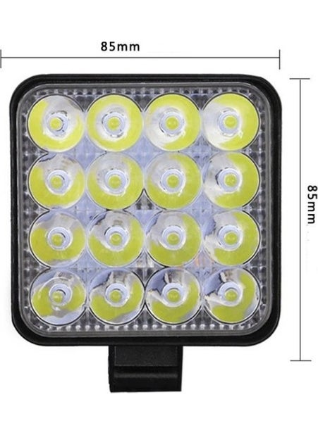 ARS - vision 16 LED Square (2 Pieces) Off Road Construction Machine Work Lamp Fog Light - Image 1