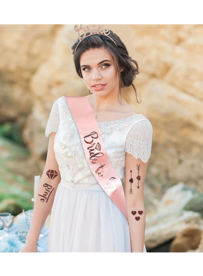 Excefore مجموعة ديكور العروس، وشاح العروس، تاج عصابة الرأس، حجاب العروس مع مشط، تاج من أحجار الراين، شارة العروس، لافتة مثبتة مسبقًا، هدايا العروس، ديكورات الزفاف - Image 3