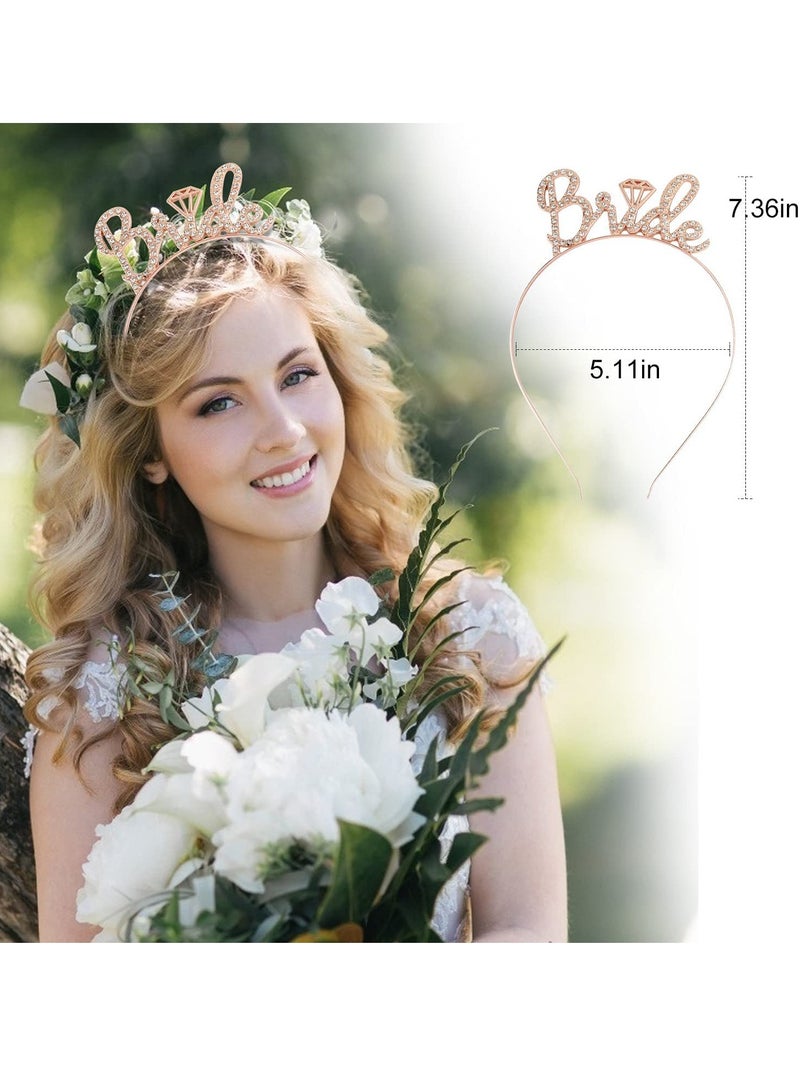Excefore مجموعة ديكور العروس، وشاح العروس، تاج عصابة الرأس، حجاب العروس مع مشط، تاج من أحجار الراين، شارة العروس، لافتة مثبتة مسبقًا، هدايا العروس، ديكورات الزفاف - Image 2