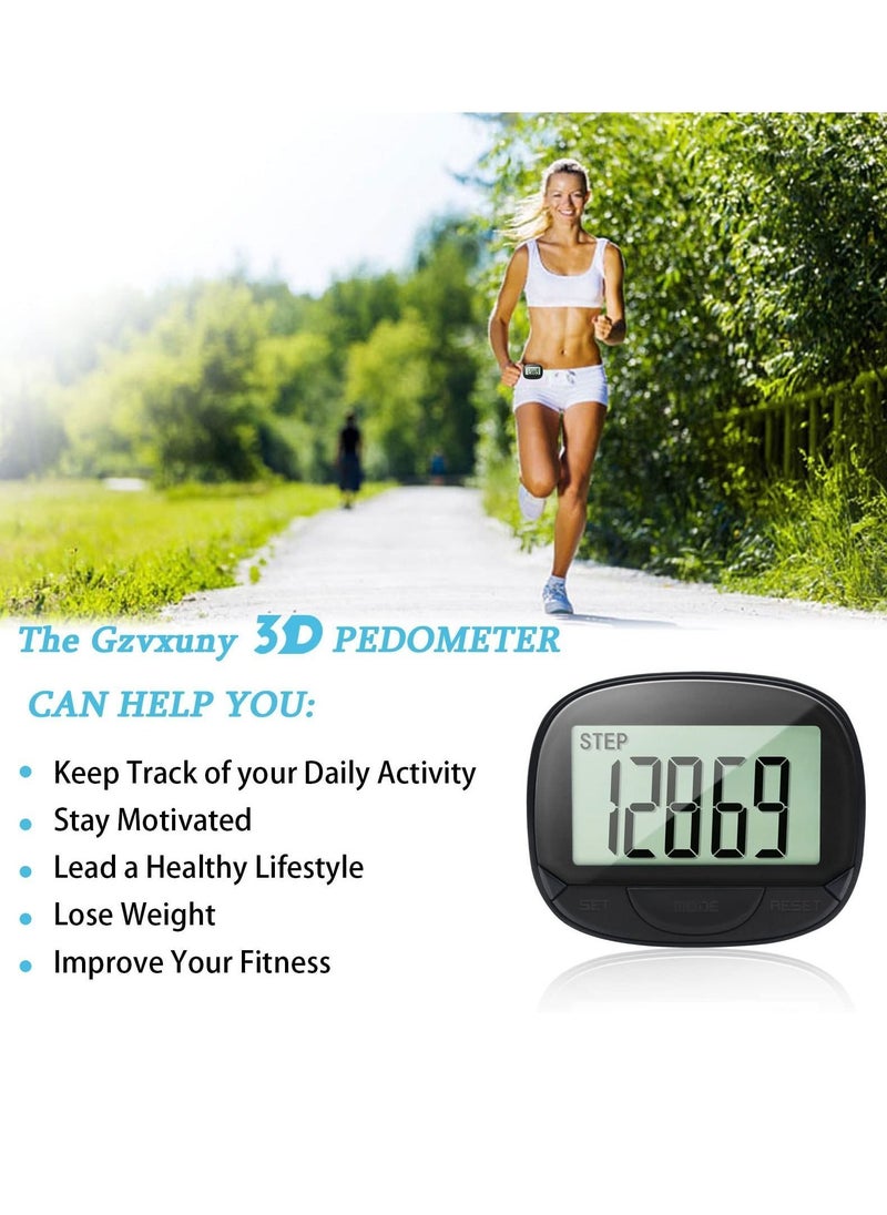 NIBEMINENT - 3D Pedometer with Clip, Walking Step Counter Large Display for Men Women Kids, Track Steps and Miles/Km, Calories Burned, Clock, Distance (Black) - Image 1