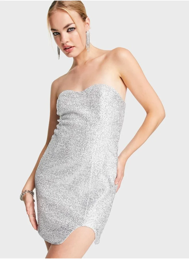 TOPSHOP Bandeau Metallic Dress