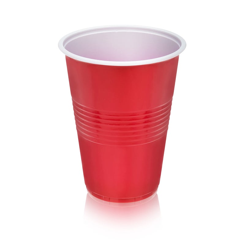 True Plastic Cups Disposable Perfect for Iced Coffee Wine Cocktails Picnic Camping Beer Pong Birthday Outdoor Party 16 oz Set of 50 Red