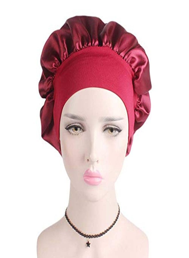 ubrand Deepth 6 Pieces Large Satin Bonnet Sleep Caps Soft Elastic Wide Band Satin Sleeping Cap & Hat Head Cover for Women Hair Loss, Natural Curly Hair Braids (Solid 6pack) - Image 2