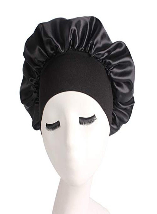 ubrand Deepth 6 Pieces Large Satin Bonnet Sleep Caps Soft Elastic Wide Band Satin Sleeping Cap & Hat Head Cover for Women Hair Loss, Natural Curly Hair Braids (Solid 6pack) - Image 4