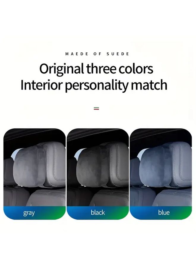 Gray Suede Car Headrest Pillow Ergonomic Contour Ventilated Cooling Fabric 3D Mesh Backing Posture Correction Vehicle Ergonomics Upgrade Headrest Cushioning Cover For Xpeng MONA M03 - Image 4