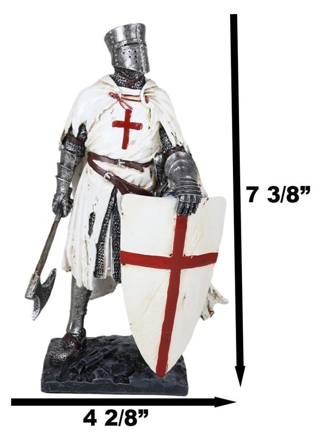 Ebros Gift Templar White Cloak Caped Medieval Crusader Axeman Knight at Battle Day's End Figurine 7.25" H Medieval Royal Suit of Armor Knight of The Cross Resin Collectible - Image 3