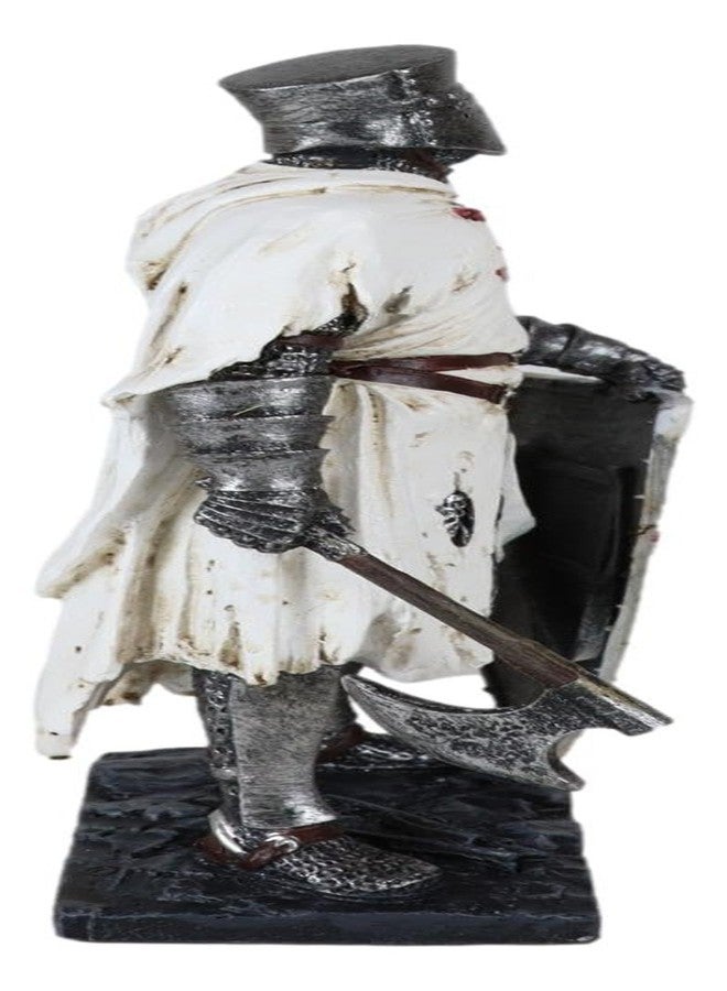 Ebros Gift Templar White Cloak Caped Medieval Crusader Axeman Knight at Battle Day's End Figurine 7.25" H Medieval Royal Suit of Armor Knight of The Cross Resin Collectible - Image 5