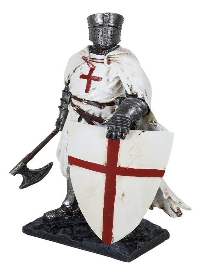 Ebros Gift Templar White Cloak Caped Medieval Crusader Axeman Knight at Battle Day's End Figurine 7.25" H Medieval Royal Suit of Armor Knight of The Cross Resin Collectible - Image 4